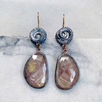 Champagne Sapphire Earrings with Octopus Tentacles